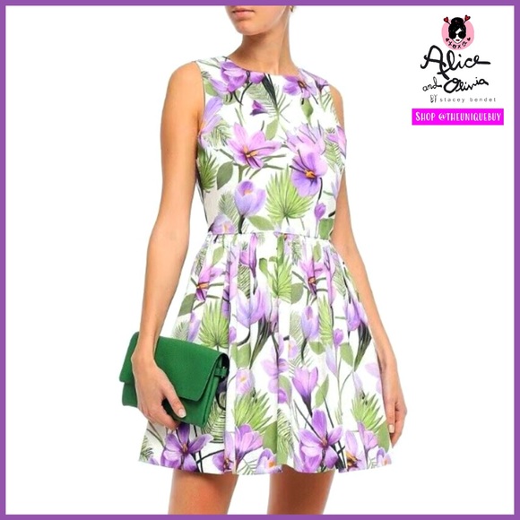 Alice + Olivia Joyce Floral Lavender White Mini Dress - Picture 11 of 12